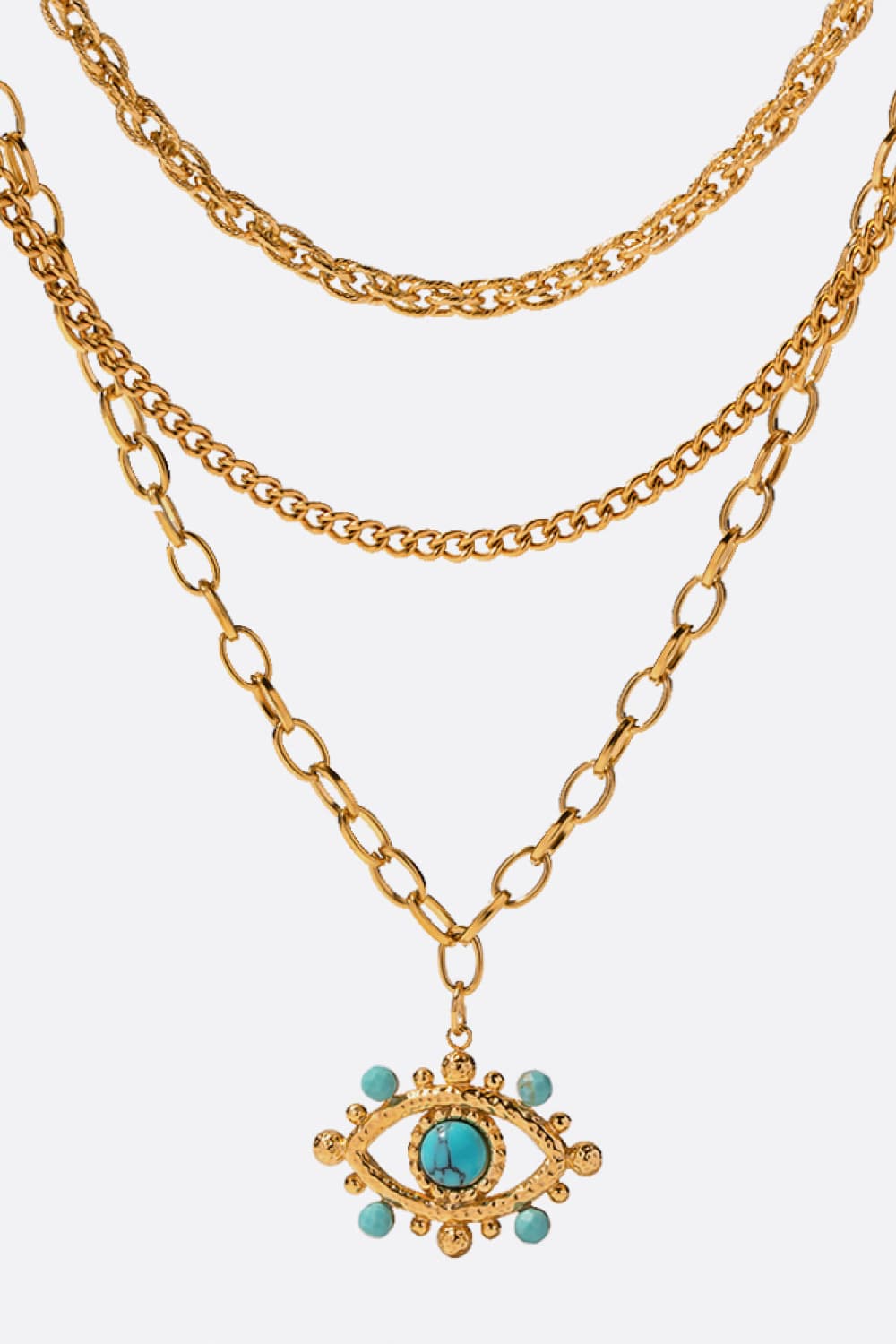 Evil Eye Design Turquoise Pendant Necklace - AllIn Computer