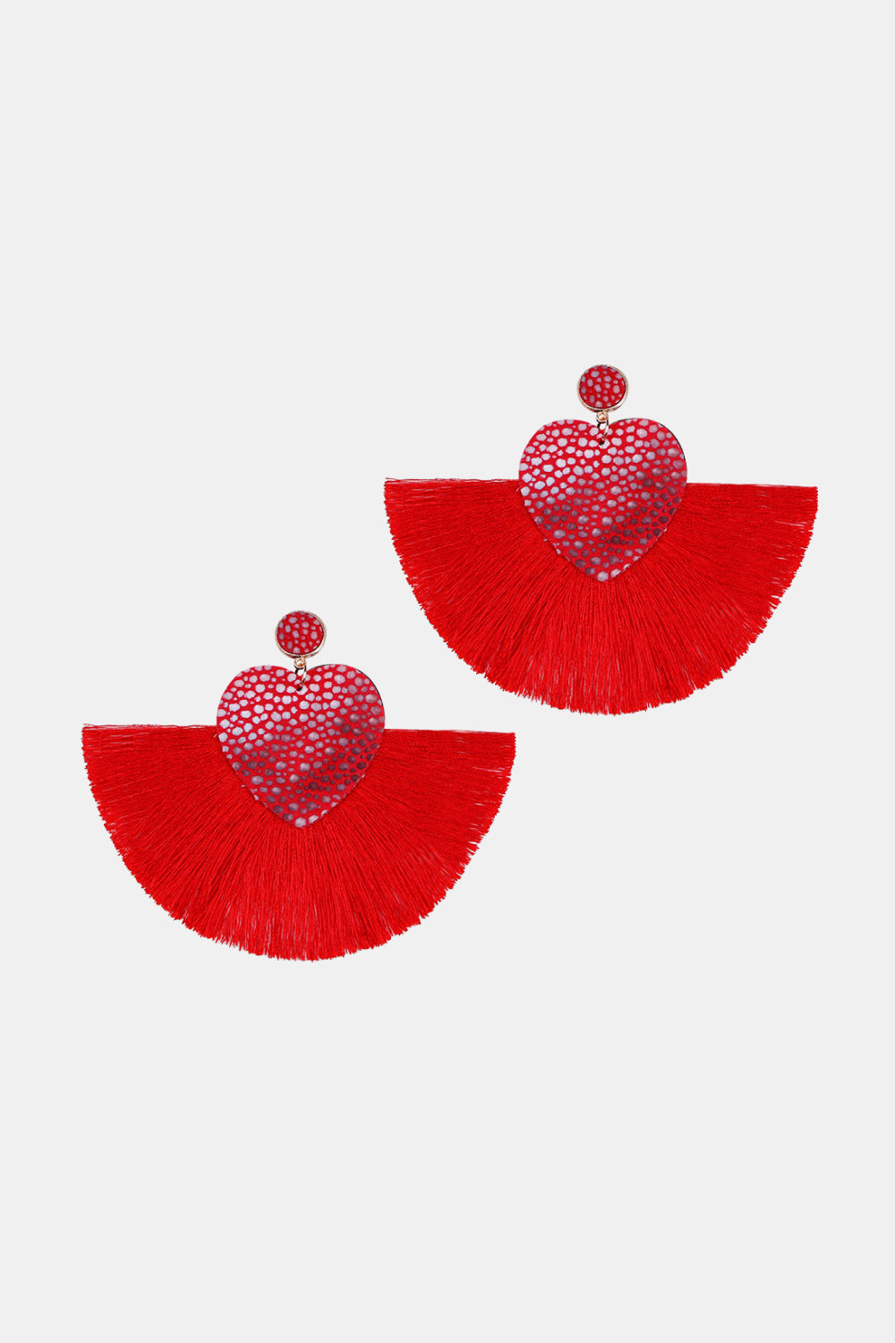 Heart Shape Fringed Dangle Earrings - AllIn Computer