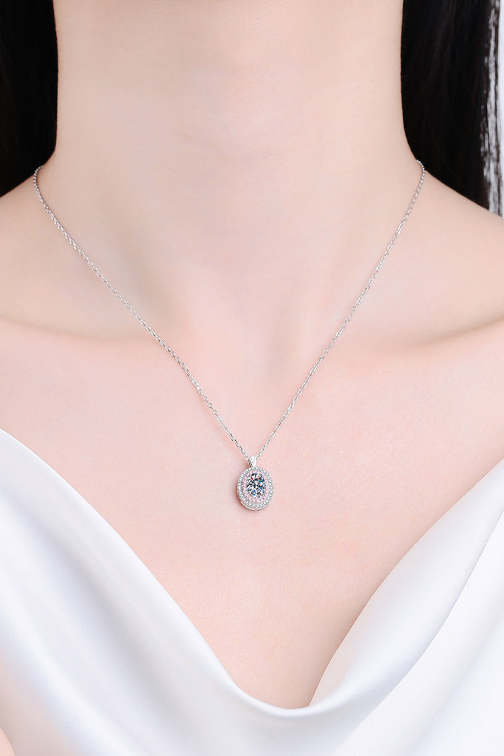 Adored 925 Sterling Silver Rhodium-Plated 1 Carat Moissanite Pendant Necklace - AllIn Computer