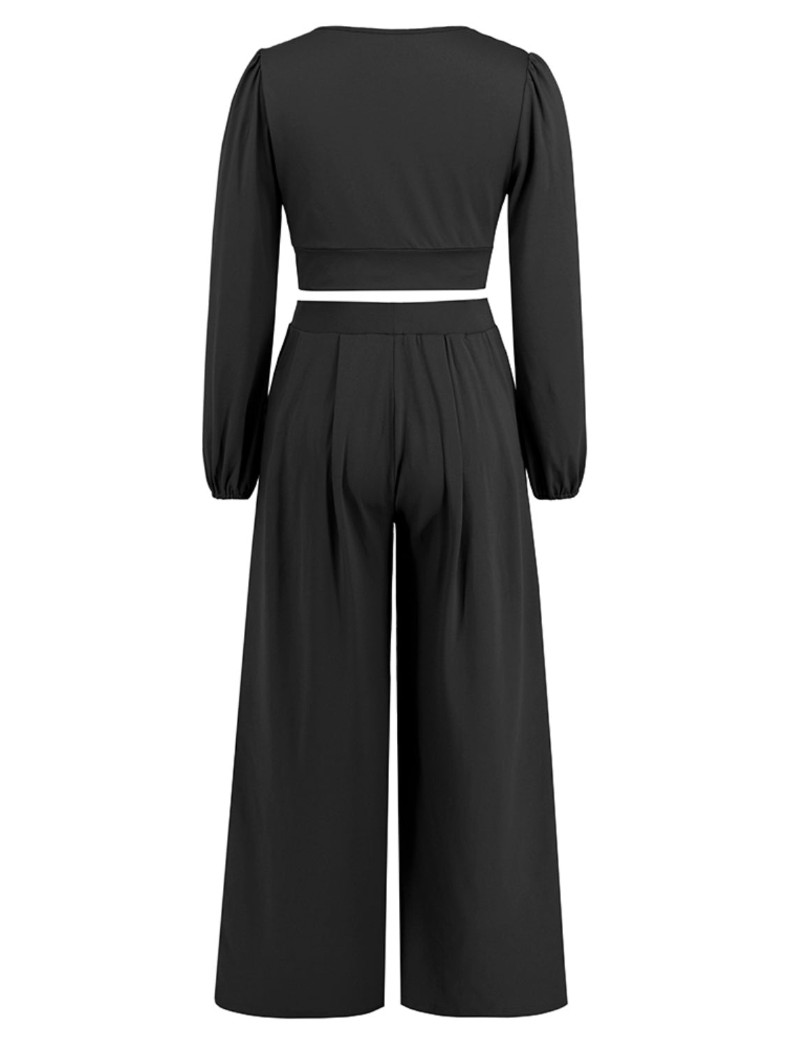 Surplice Top and Wide Leg Pants Set - AllIn Computer