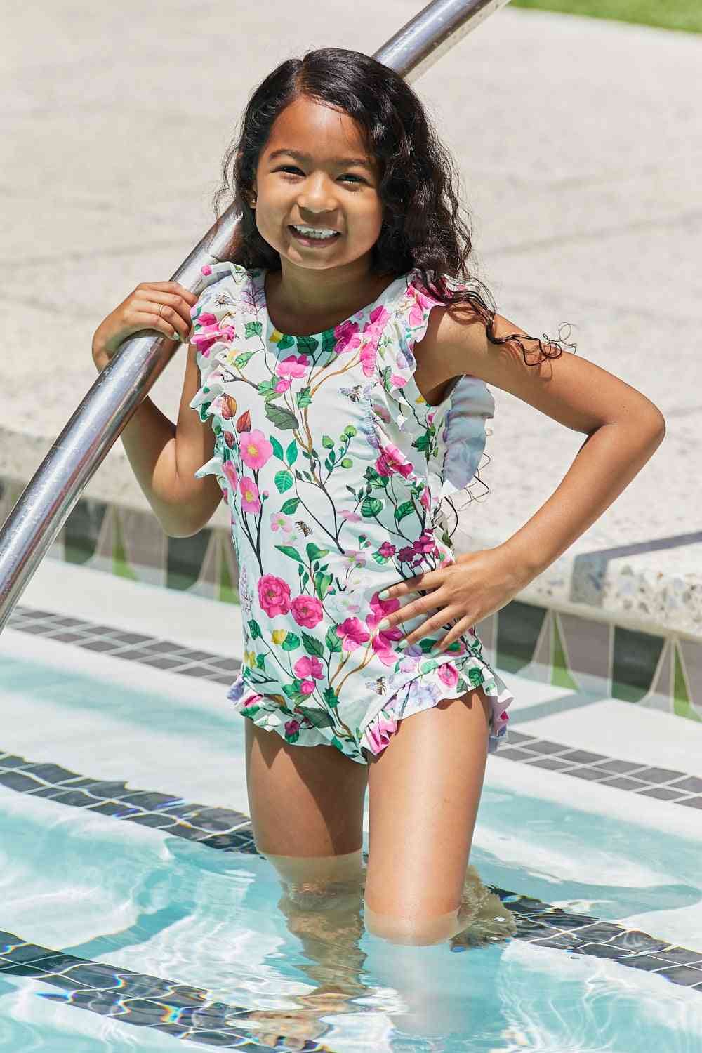 Marina West Swim Bring Me Flowers V-Neck One Piece Swimsuit Cherry Blossom Cream - AllIn Computer