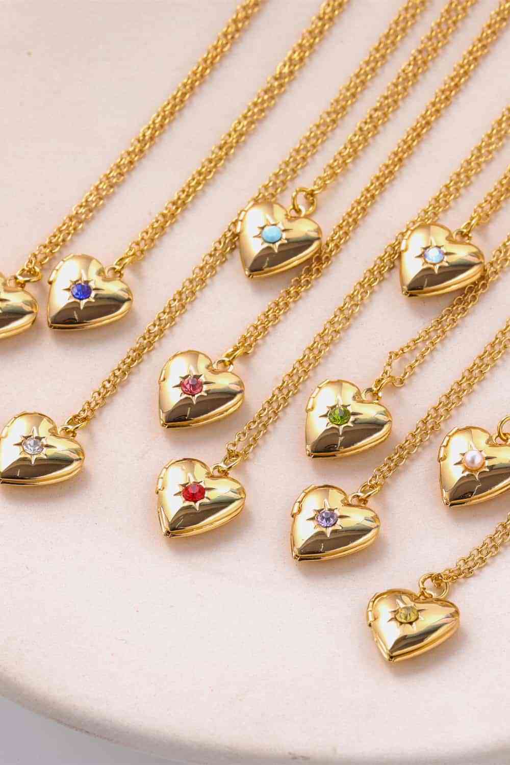 Zircon Heart Shape 14K Gold-Plated Pendant Necklace - AllIn Computer