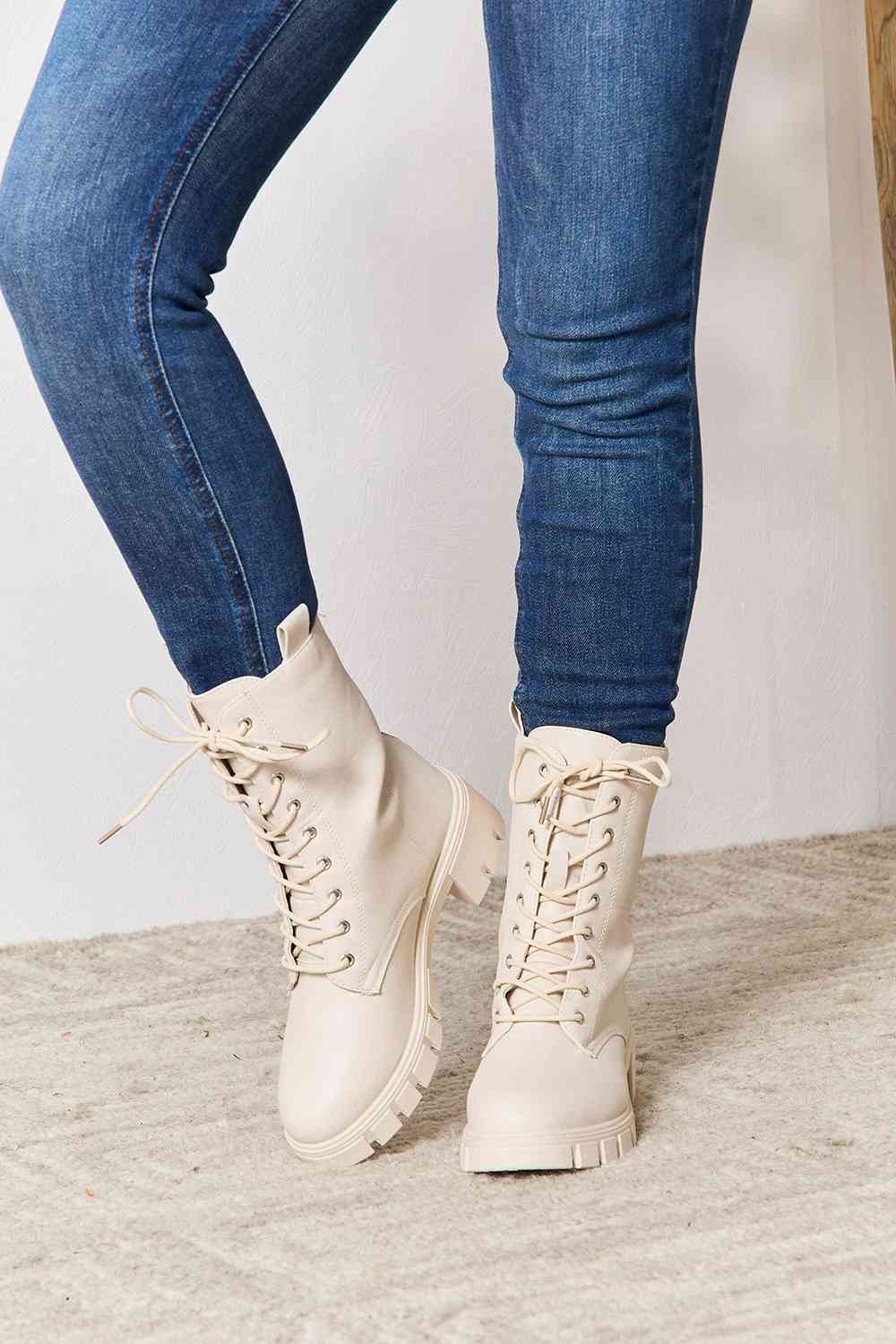 East Lion Corp Zip Back Lace-up Front Combat Boots - AllIn Computer
