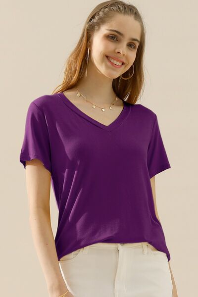 Ninexis Full Size V-Neck Short Sleeve T-Shirt - AllIn Computer