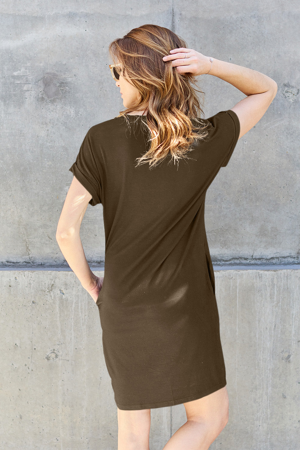 Basic Bae Full Size Round Neck Short Sleeve Dress with Pockets - AllIn Computer