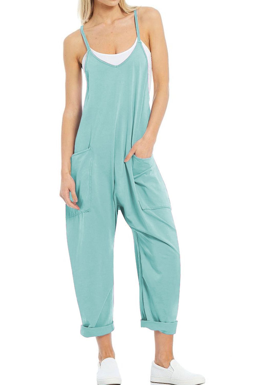 Spaghetti Strap Jumpsuit with Pockets - AllIn Computer