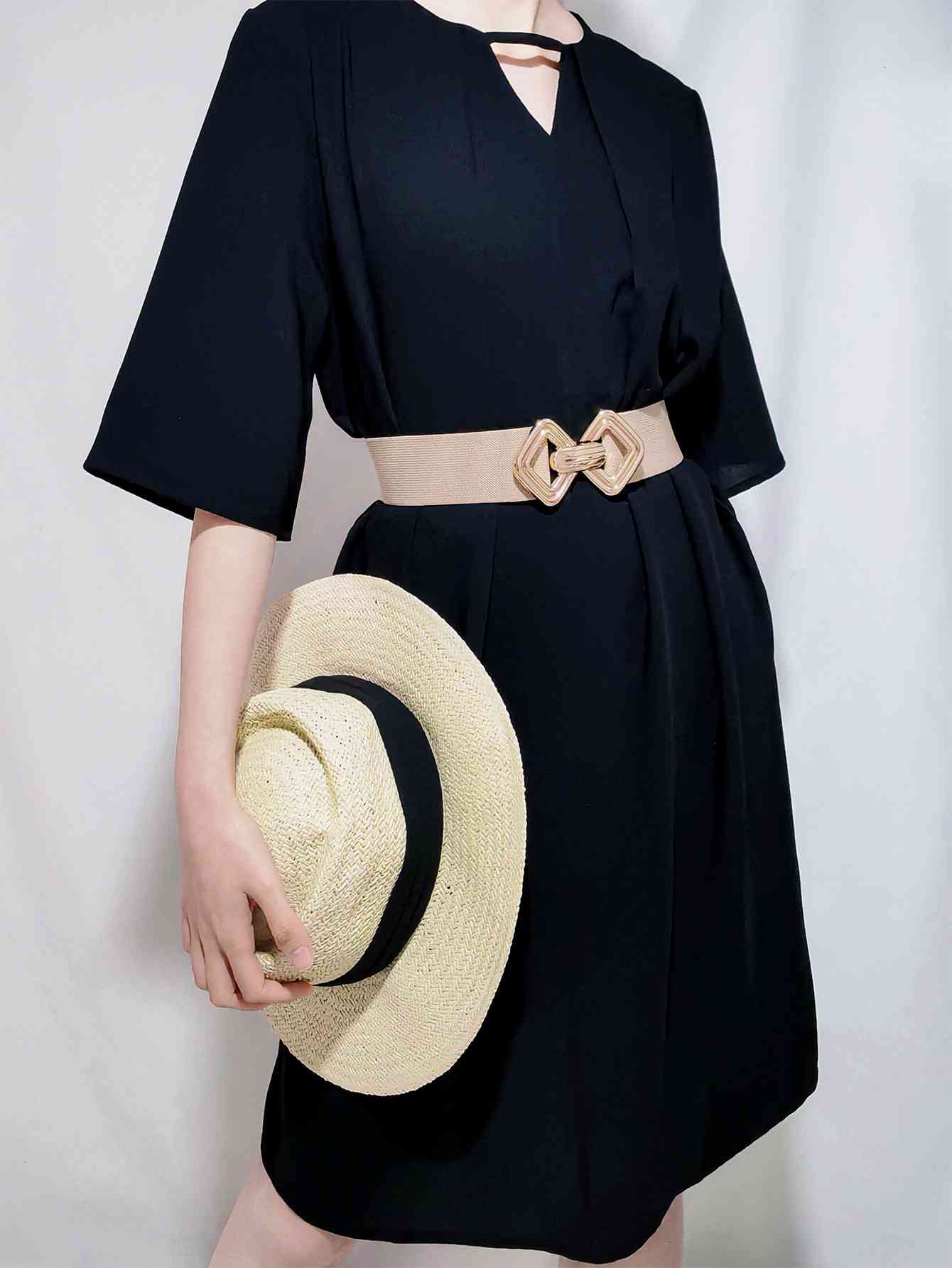 Geometric Buckle Elastic Wide Belt - AllIn Computer