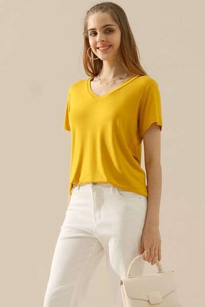 Ninexis Full Size V-Neck Short Sleeve T-Shirt - AllIn Computer