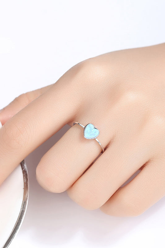 Opal Heart 925 Sterling Silver Ring - AllIn Computer