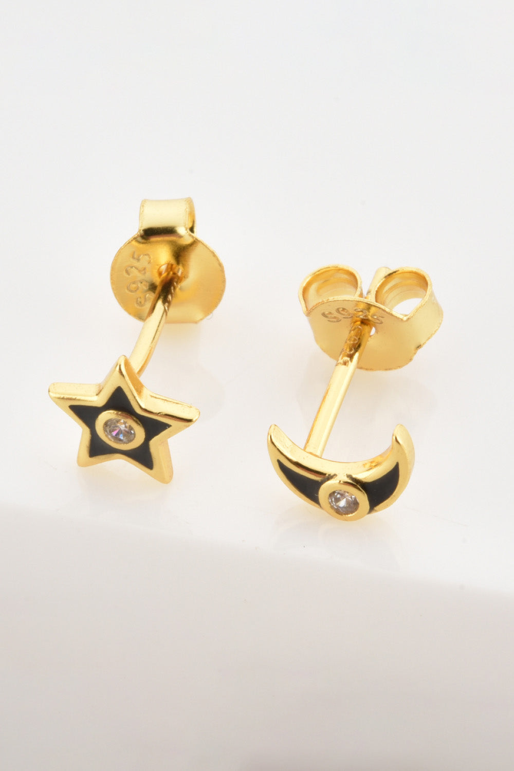 Star and Moon Zircon Mismatched Earrings - AllIn Computer