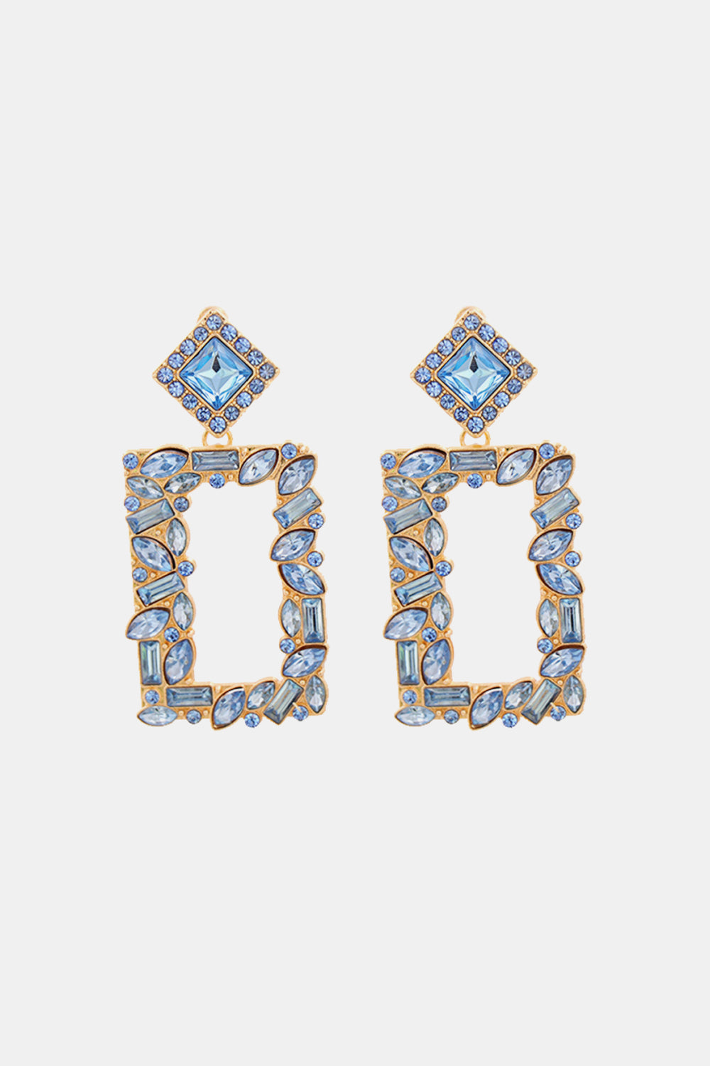 Square Shape Glass Stone Dangle Earrings - AllIn Computer