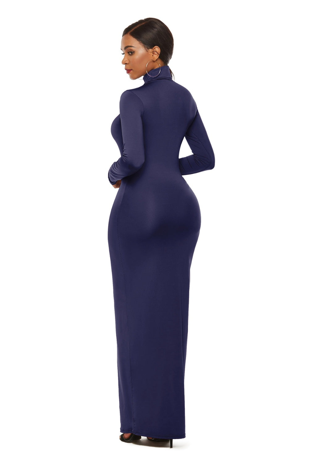 Mock Neck Long Sleeve Maxi Slim Dress - AllIn Computer