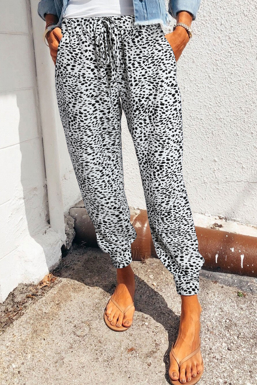 Leopard Pocketed Long Pants - AllIn Computer