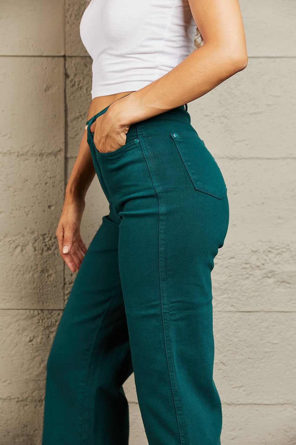 Judy Blue Hailey Full Size Tummy Control High Waisted Cropped Wide Leg Jeans - AllIn Computer