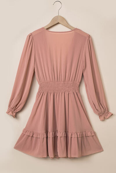 Tied Flounce Sleeve Mini Dress - AllIn Computer