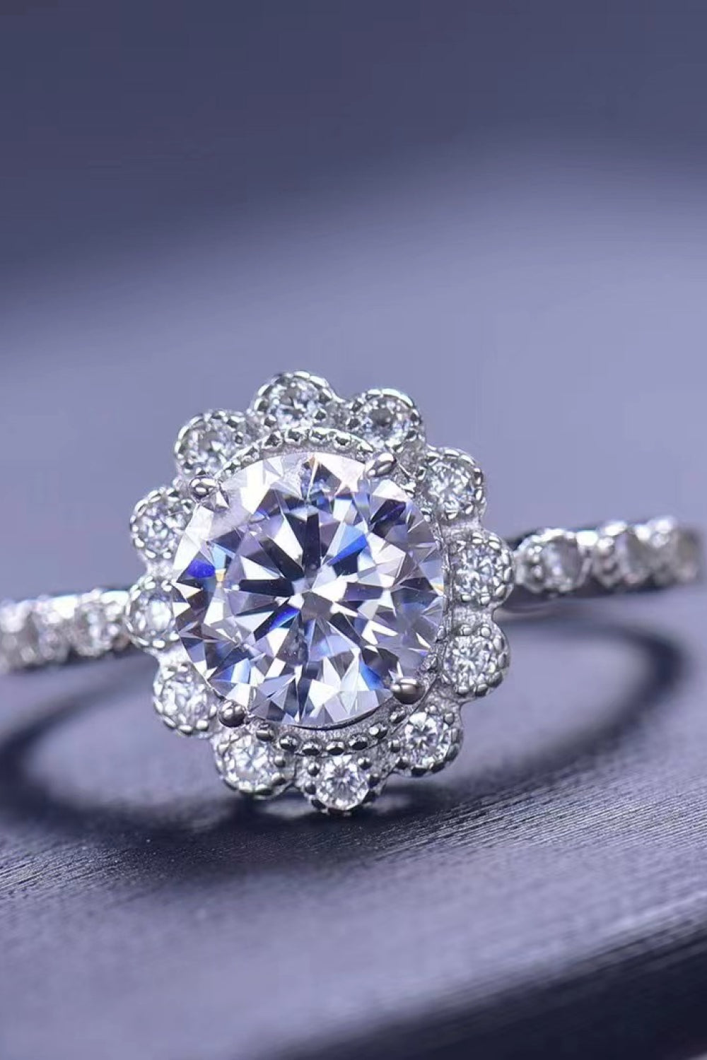 1.5 Carat Moissanite Floral-Shaped Cluster Ring - AllIn Computer