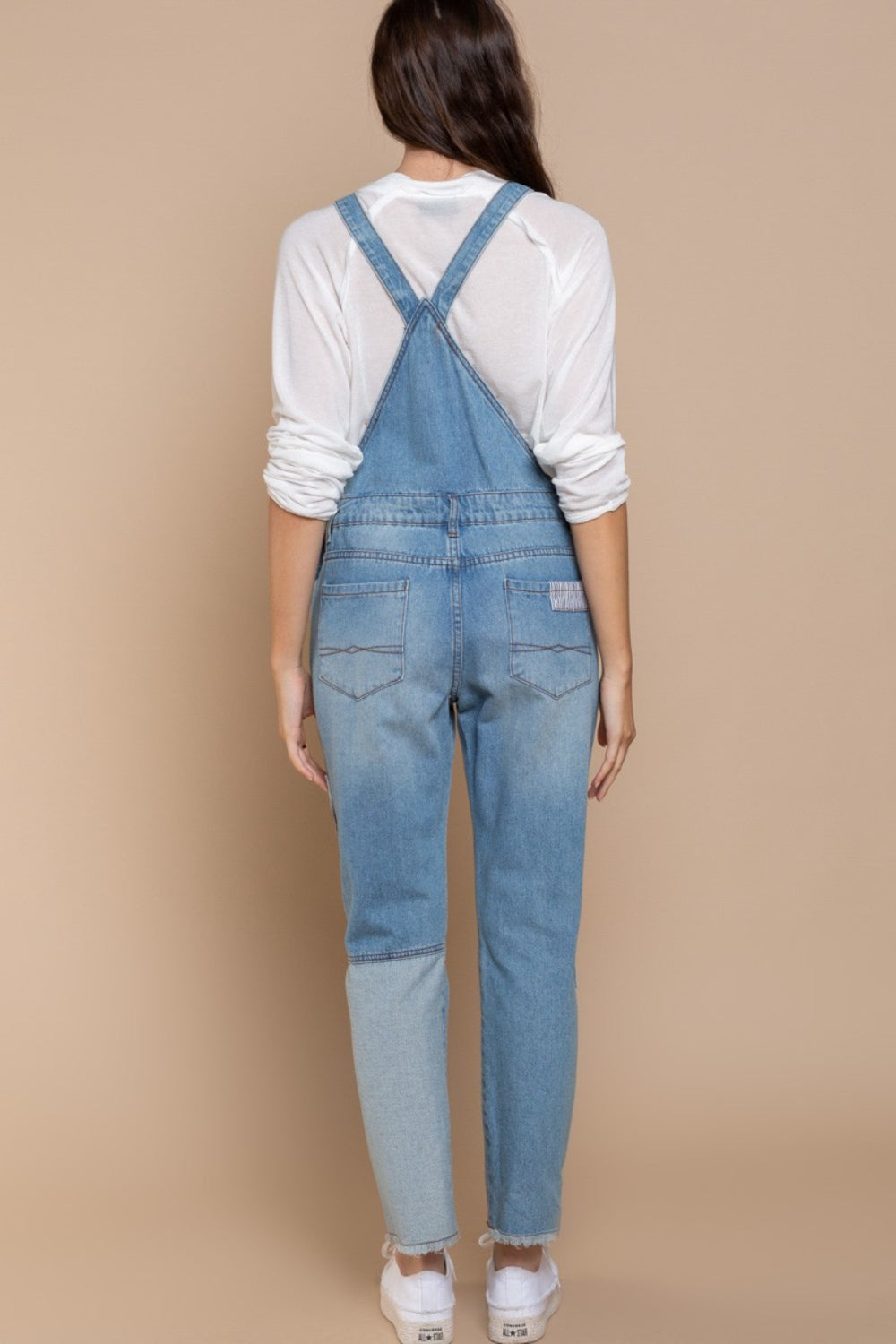 POL Front Chest Zipper Slim Leg Denim Overalls - AllIn Computer