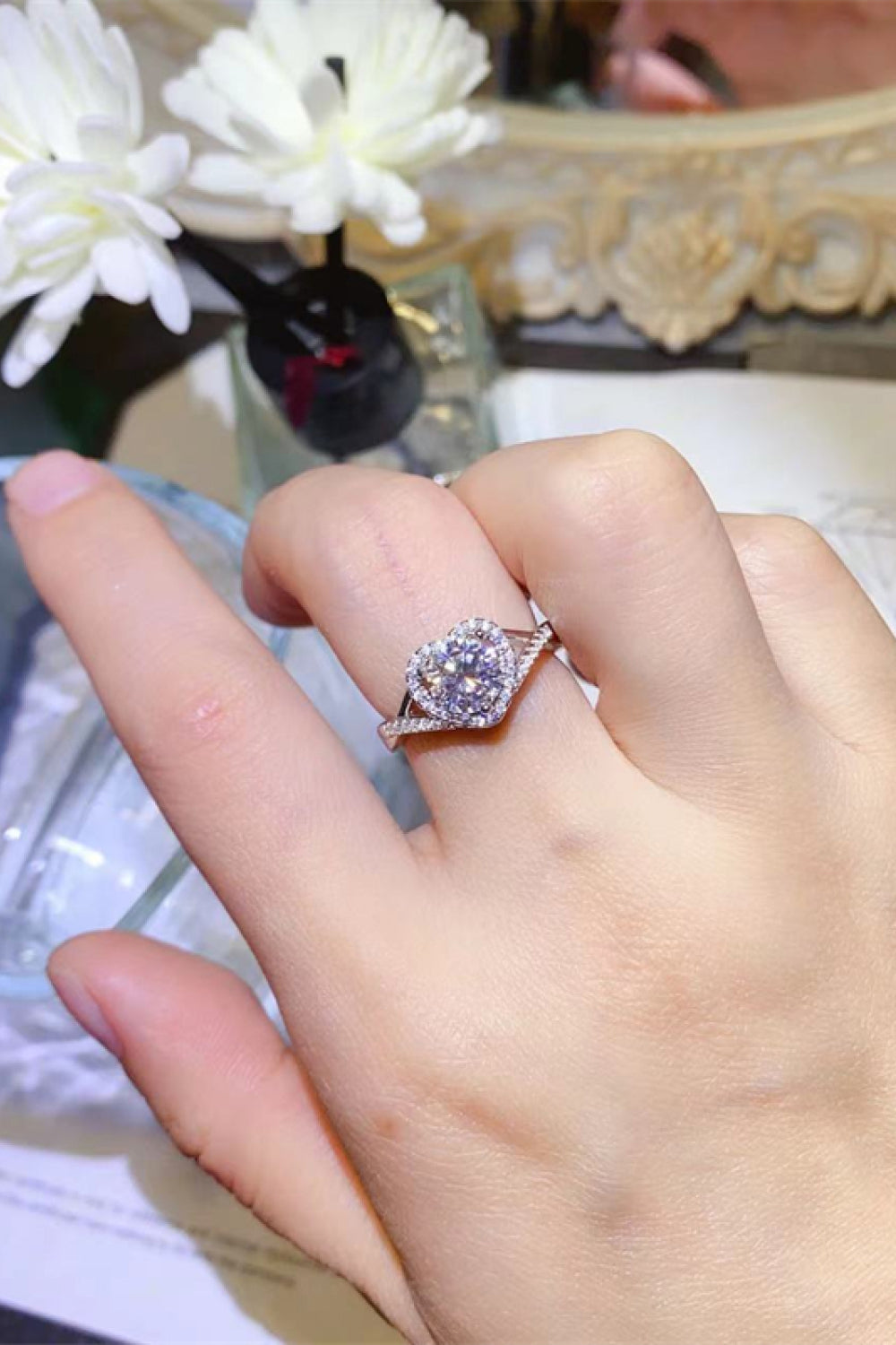 Adored 1 Carat Moissanite 925 Sterling Silver Heart Ring - AllIn Computer