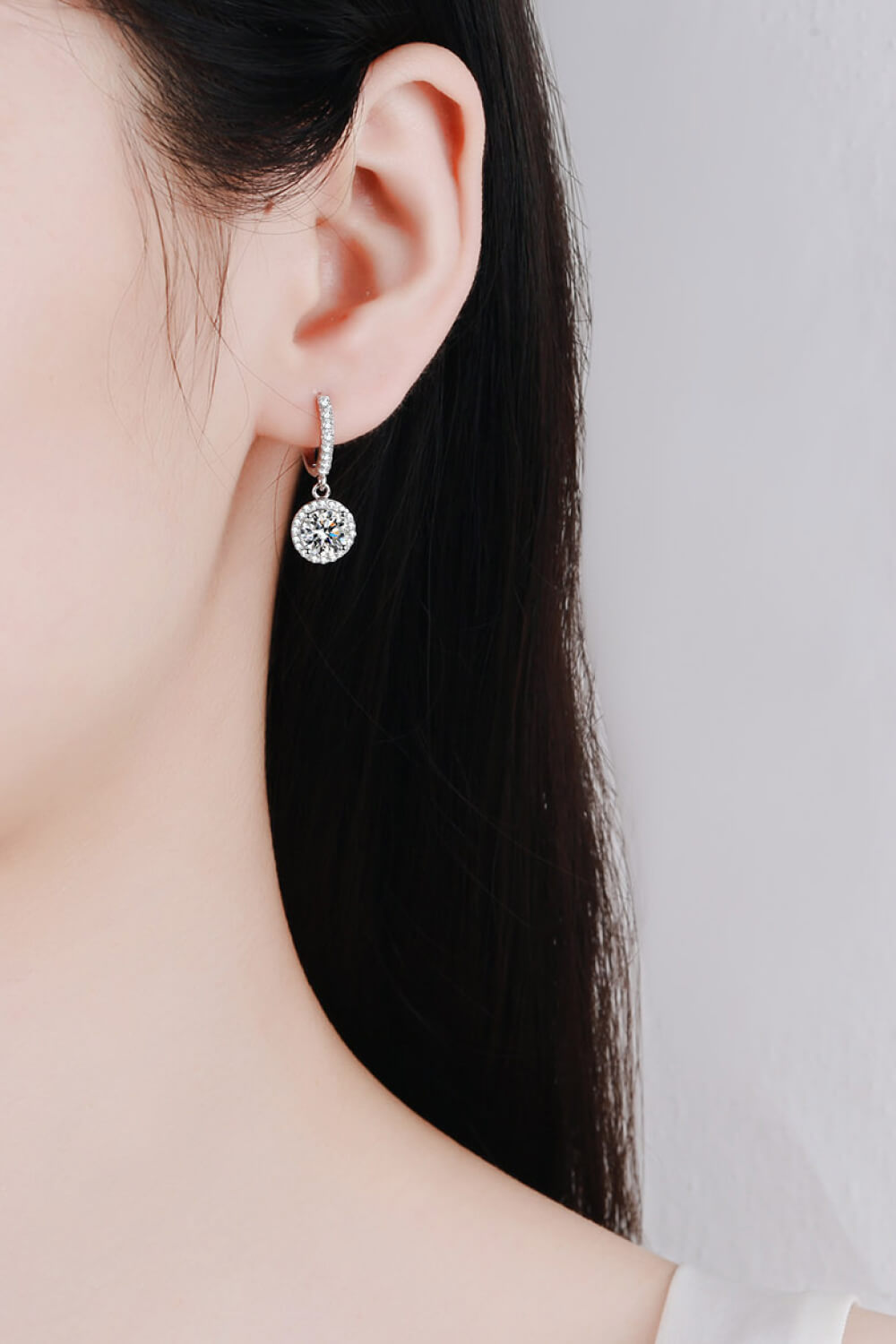 Moissanite Round-Shaped Drop Earrings - AllIn Computer