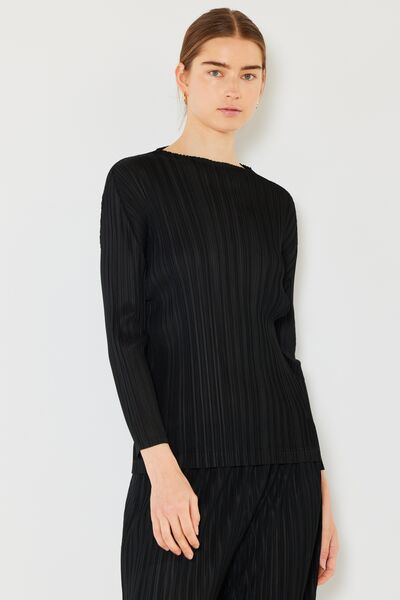 Marina West Swim Pleated Long Sleeve Boatneck Top - AllIn Computer
