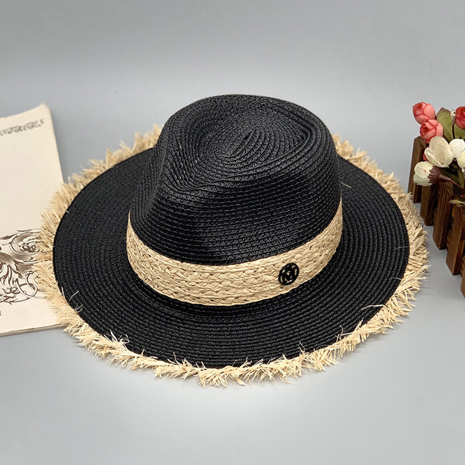 Raw Hem Raffia Hat - AllIn Computer