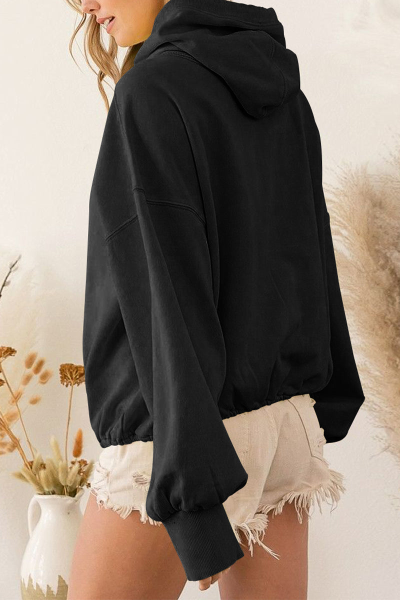 Zip-Up Dropped Shoulder Hoodie - AllIn Computer