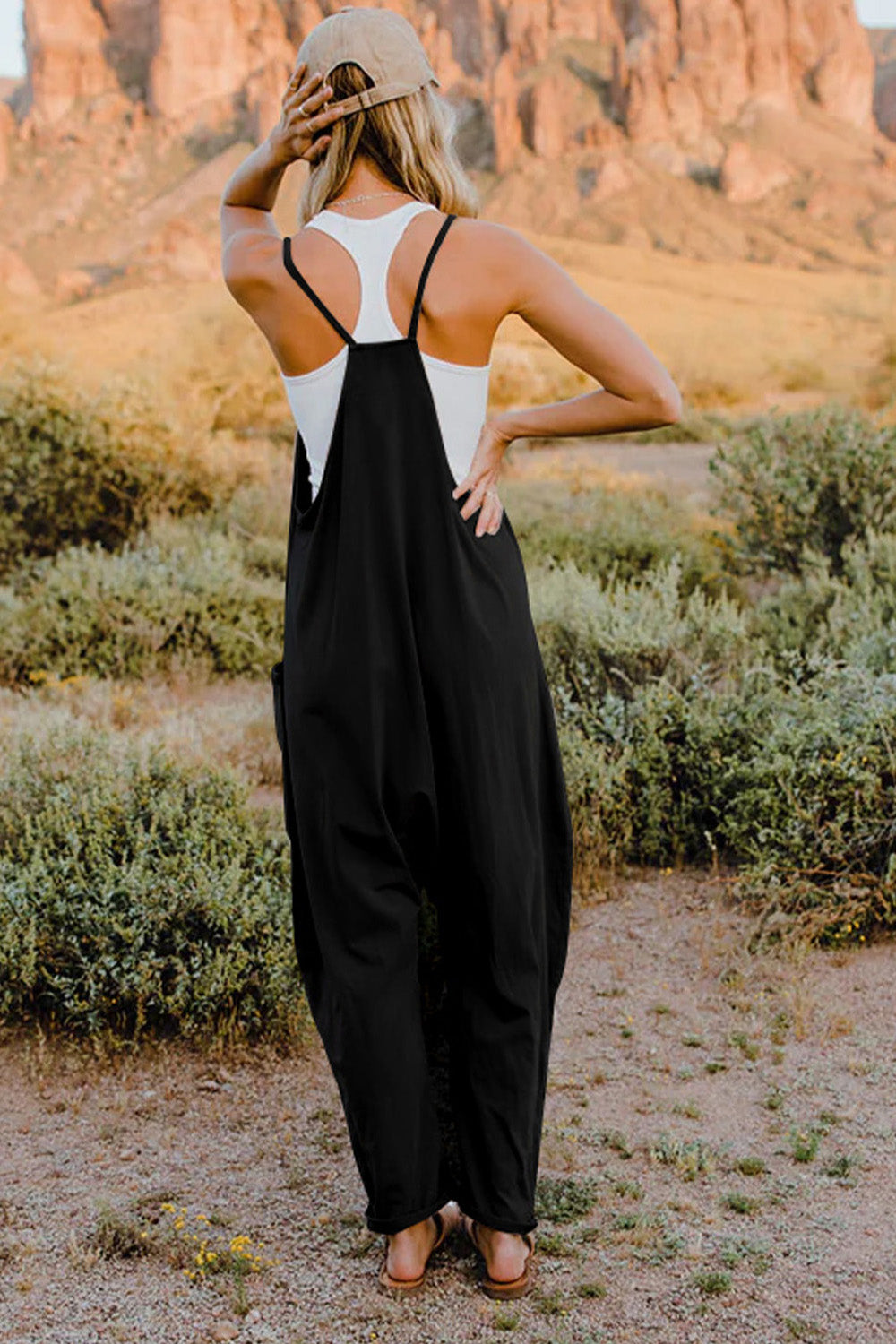 Double Take  V-Neck Sleeveless Jumpsuit with Pocket - AllIn Computer