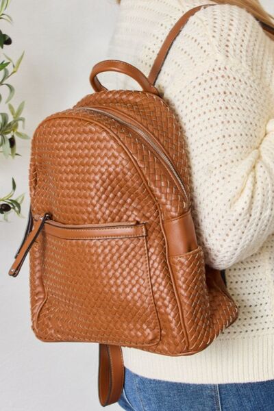 SHOMICO PU Leather Woven Backpack - AllIn Computer