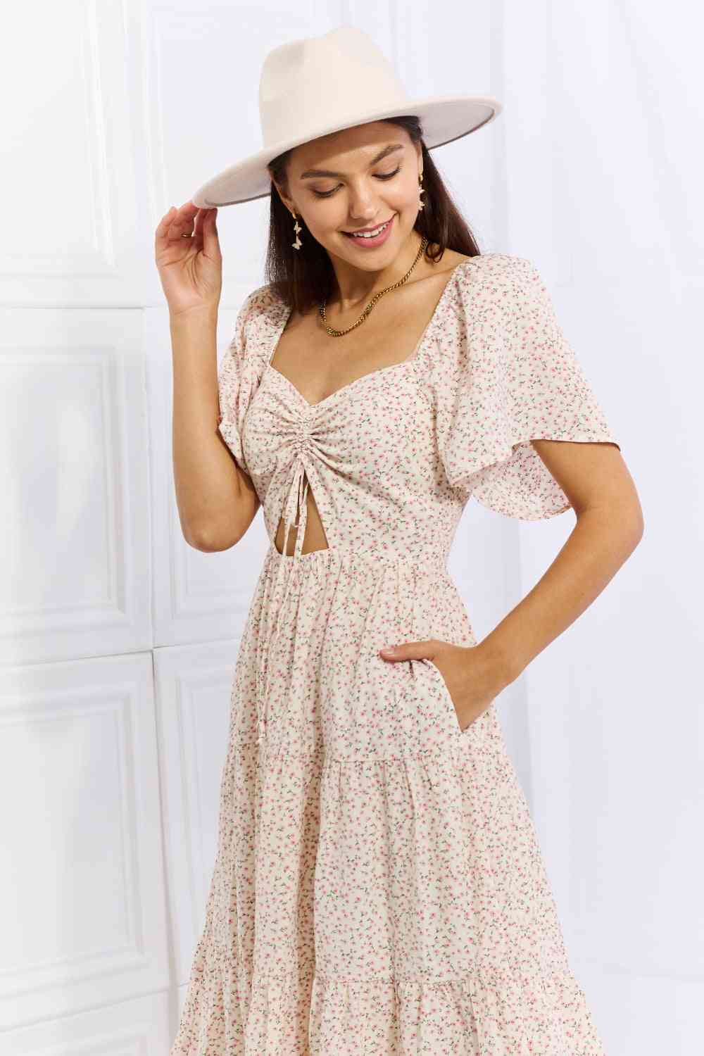 HEYSON Let It Grow Full Size Floral Tiered Ruffle Midi Dress - AllIn Computer
