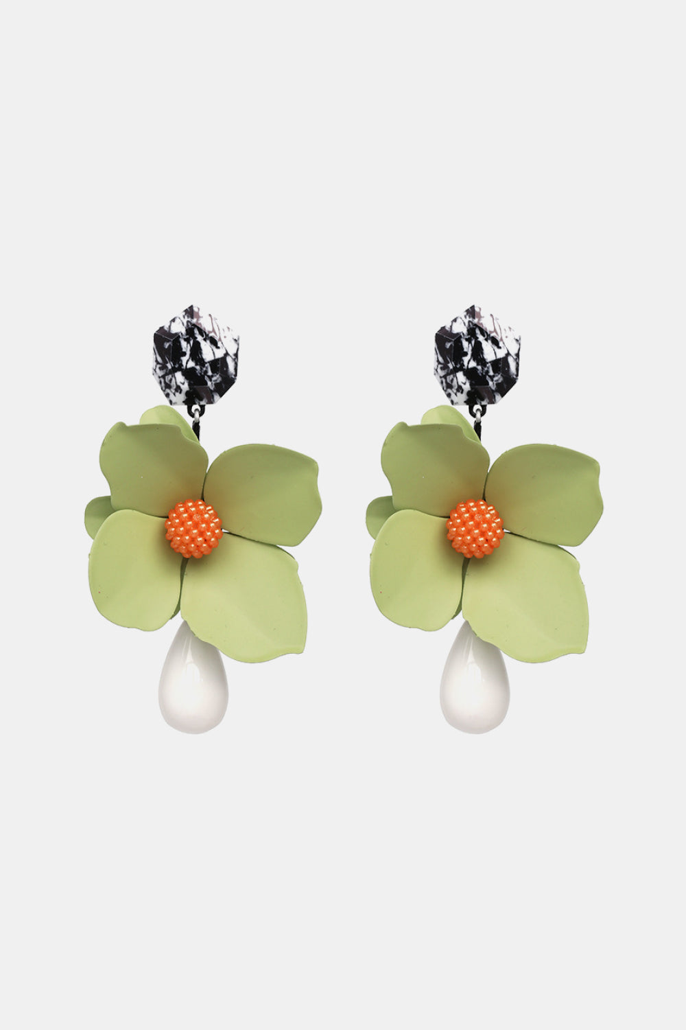 Bloosm Flower and Teardrop Resin Dangle Earrings | Jewelry | dangle earrings, earrings, J.J.S.P, Jewelry, jewelry sets, Ship From Overseas, Shipping Delay 09/29/2023 - 10/04/2023 | Trendsi
