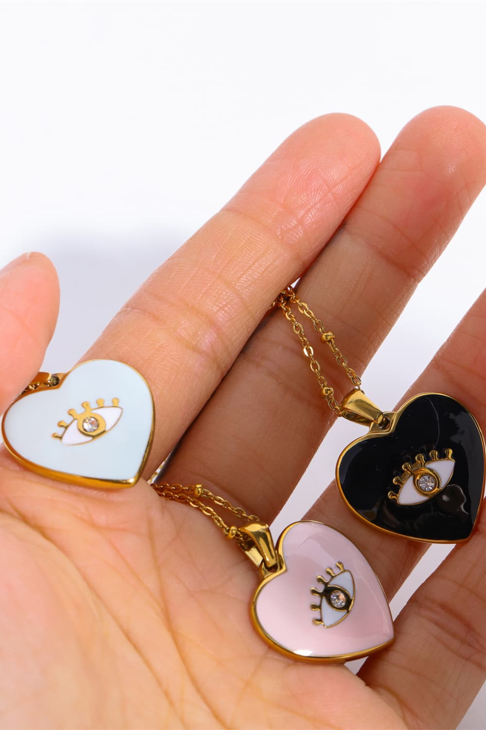 Heart & Evil Eye Shape 18K Gold Plated Pendant Necklace - AllIn Computer