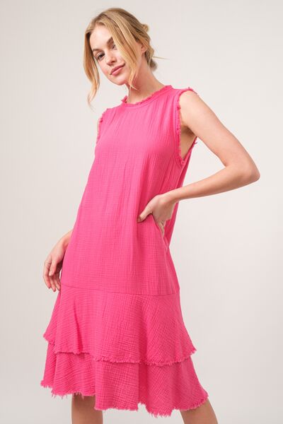 And The Why Washed Fringe Detail Tiered Dress - AllIn Computer