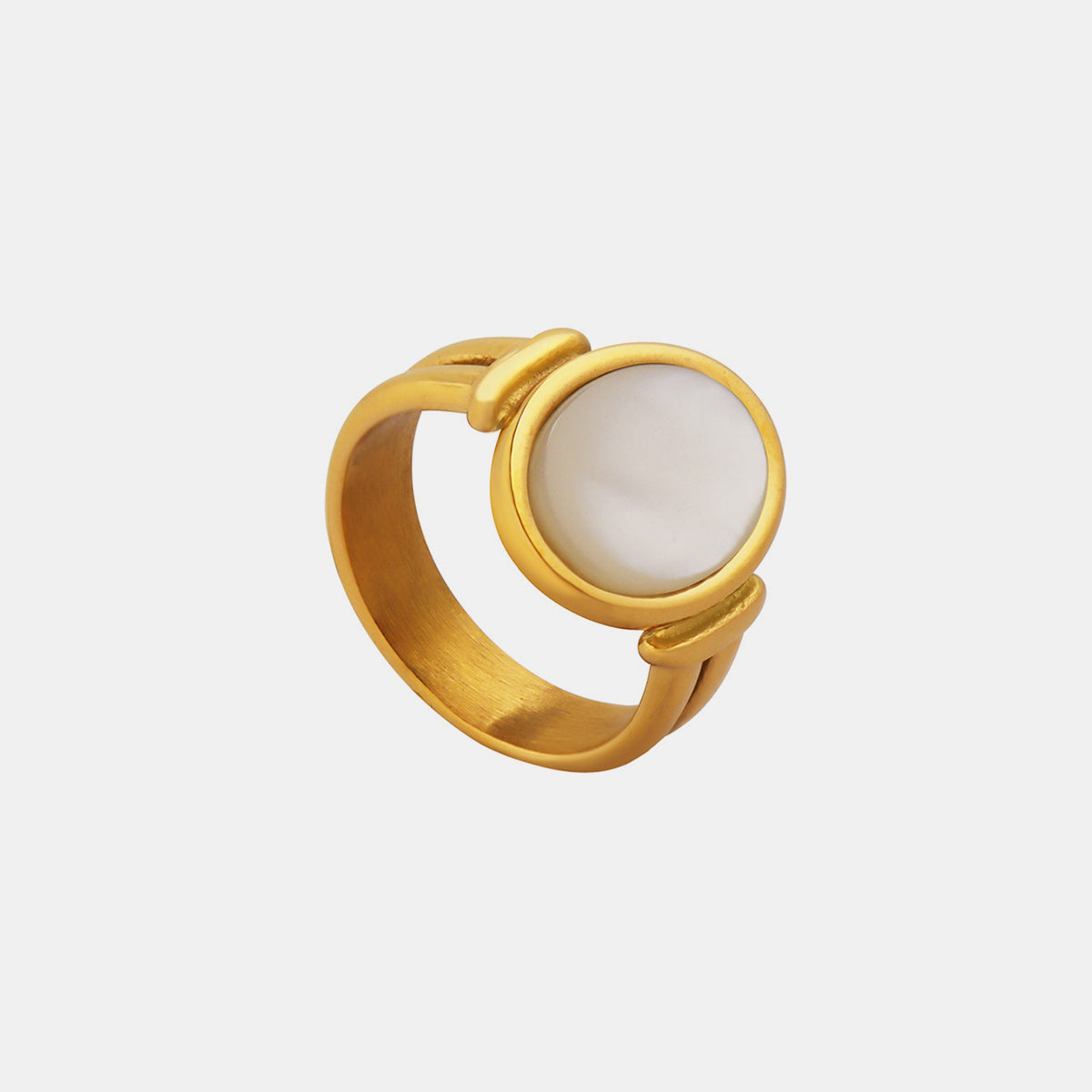 Titanium Steel White Sea Shell Ring - AllIn Computer