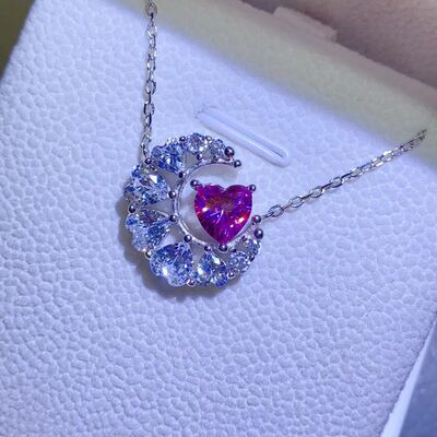 1 Carat Moissanite 925 Sterling Silver Heart Necklace - AllIn Computer