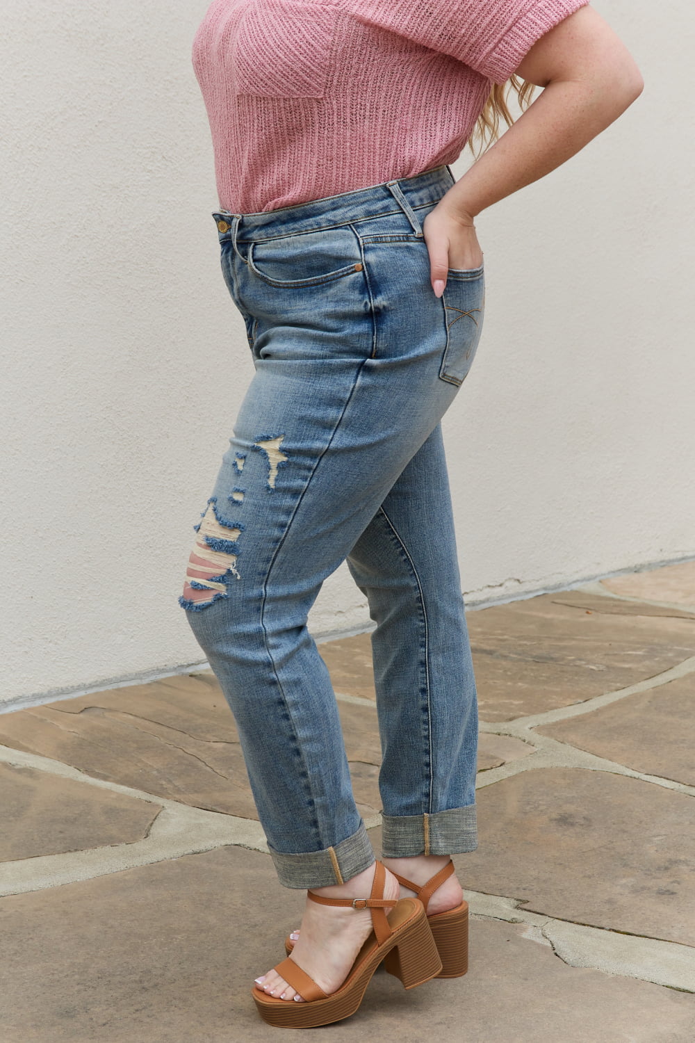 Judy Blue Macy Full Size Mid Rise Boyfriend Jeans - AllIn Computer