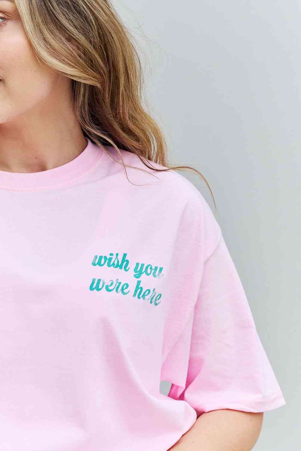 Sweet Claire "Wish You Were Here" Oversized Graphic T-Shirt - AllIn Computer