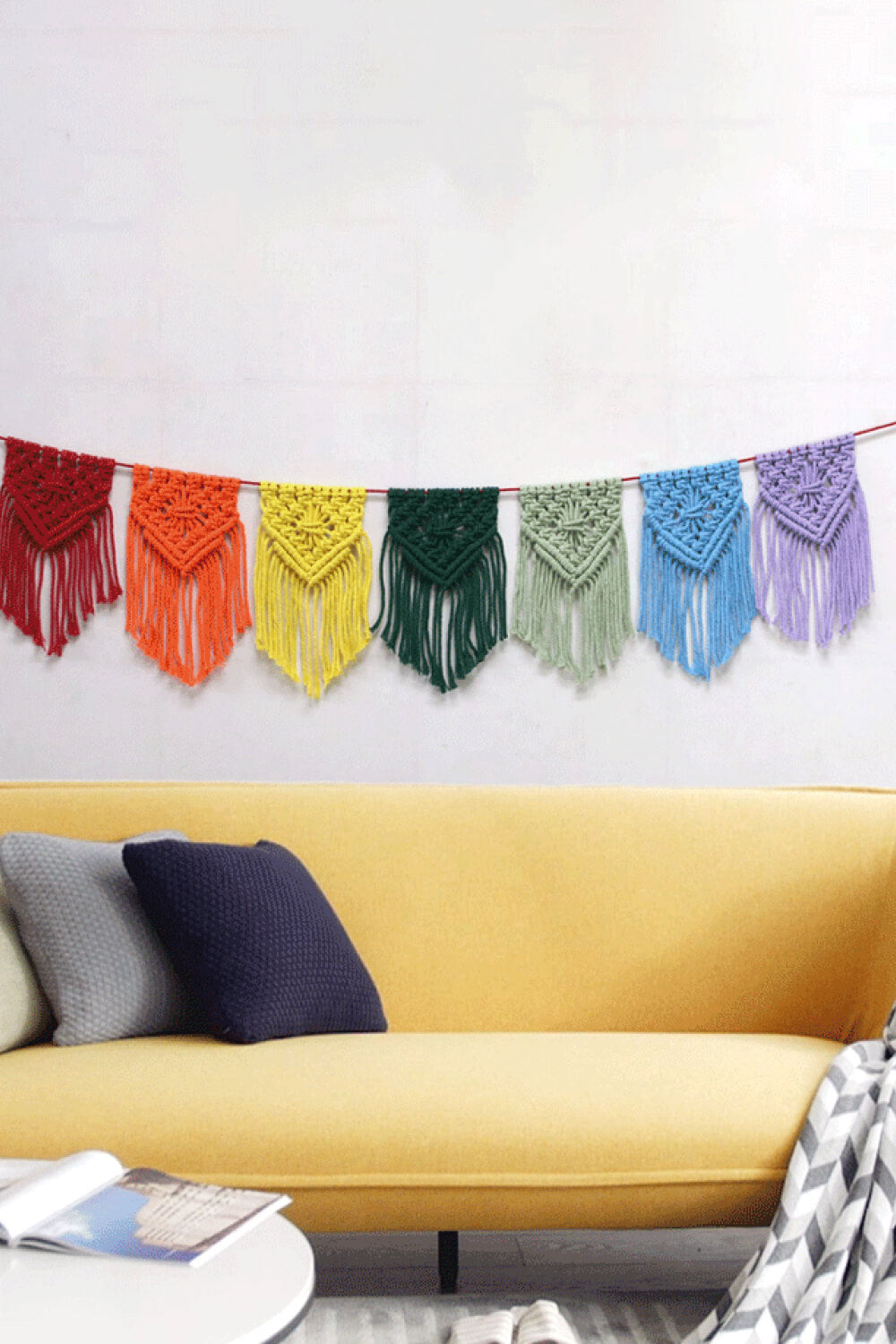 Rainbow Fringe Macrame Banner - AllIn Computer