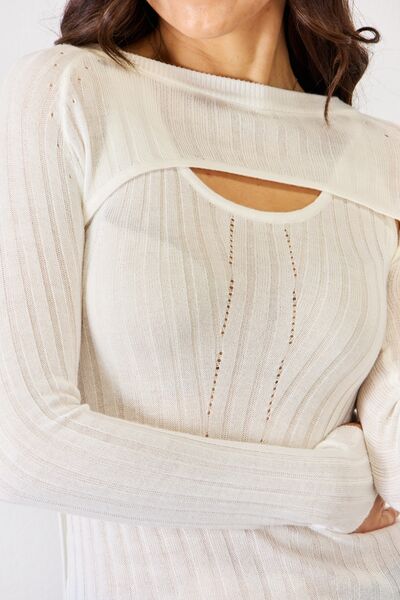 J.NNA Fitted Long Sleeve Cutout Top - AllIn Computer
