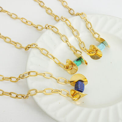 Natural Stone Pendant Titanium Steel Necklace - AllIn Computer