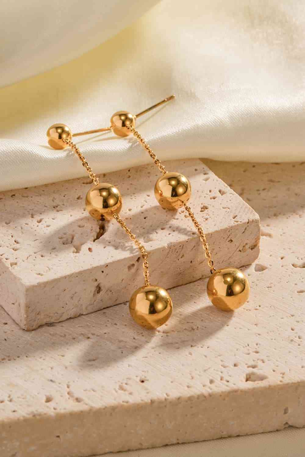 Ball Bead and Chain Stainless Steel Earrings - AllIn Computer