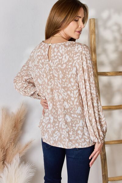 Hailey & Co Embroidered Printed Balloon Sleeve Blouse - AllIn Computer