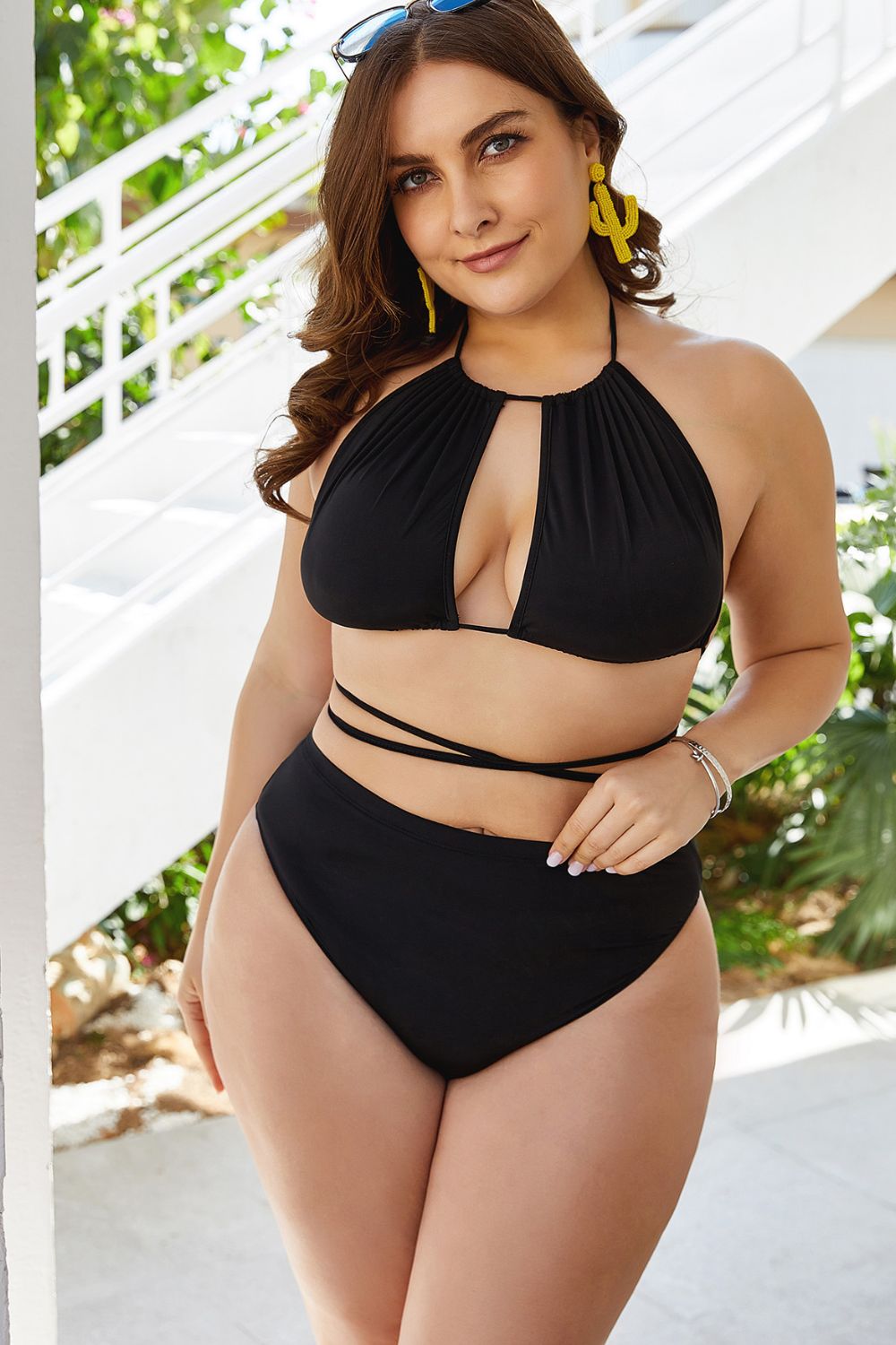 Plus Size Cutout Tied Backless Bikini Set - AllIn Computer