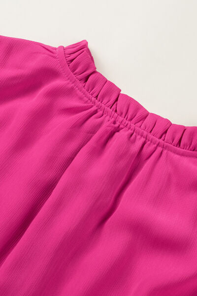 Frill Tie Neck Balloon Sleeve Dress - AllIn Computer