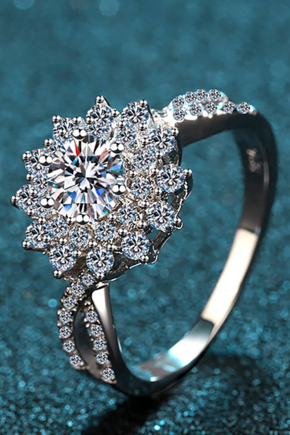 Moissanite Flower-Shape Split Shank Ring - AllIn Computer