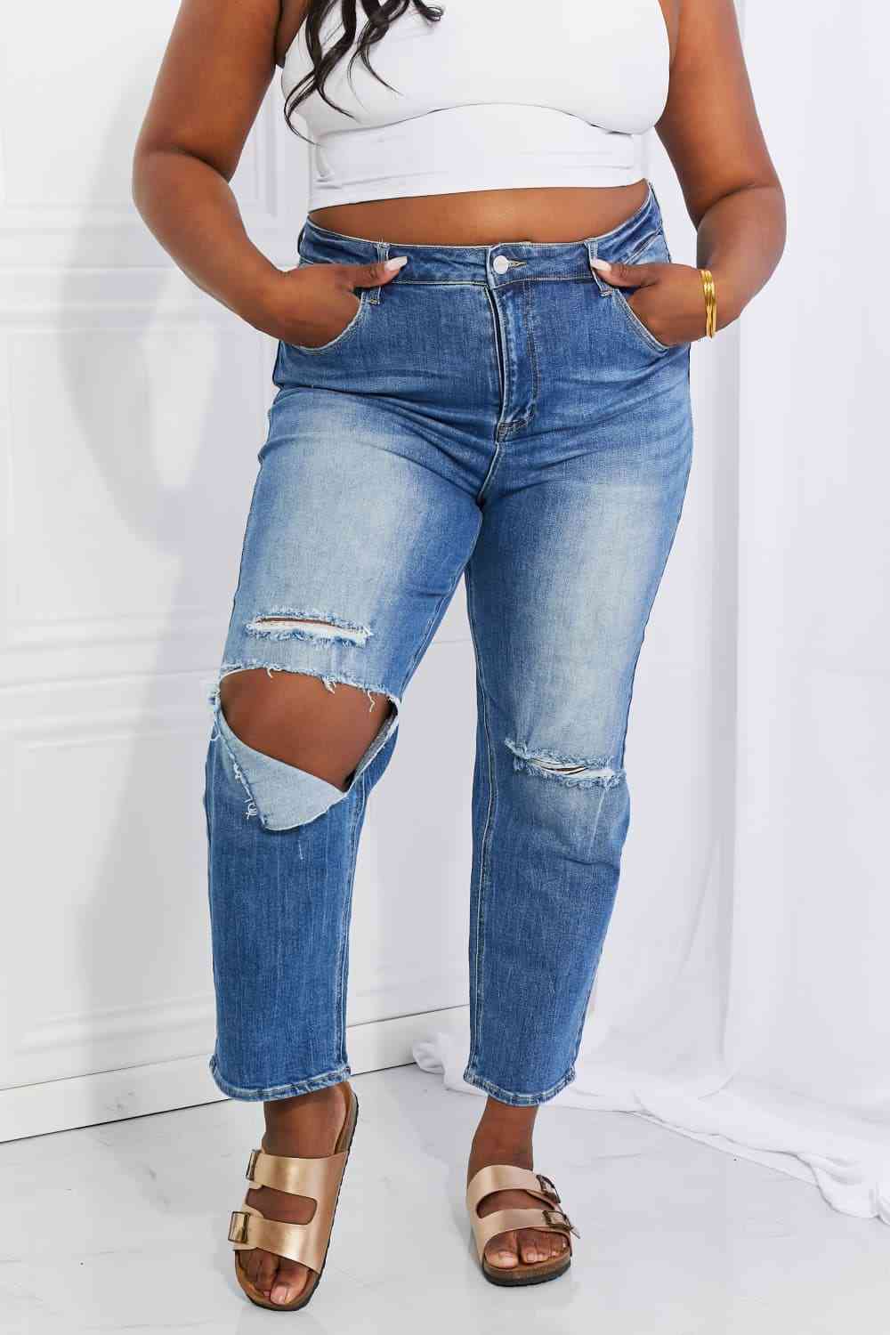 RISEN Full Size Emily High Rise Relaxed Jeans - AllIn Computer