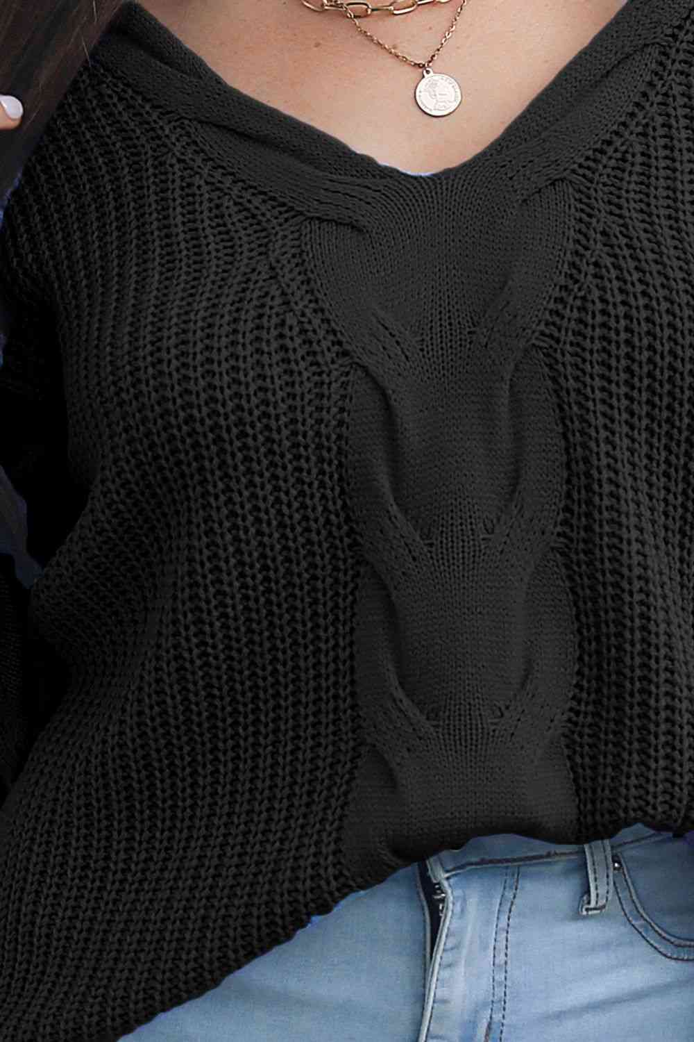 Cable-Knit V-Neck Sweater - AllIn Computer