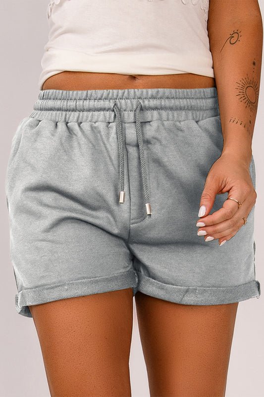 Drawstring Waist Cuffed Shorts - AllIn Computer