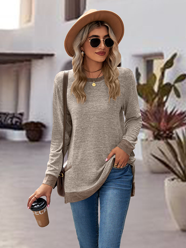 Round Neck Long Sleeve Blouse - AllIn Computer