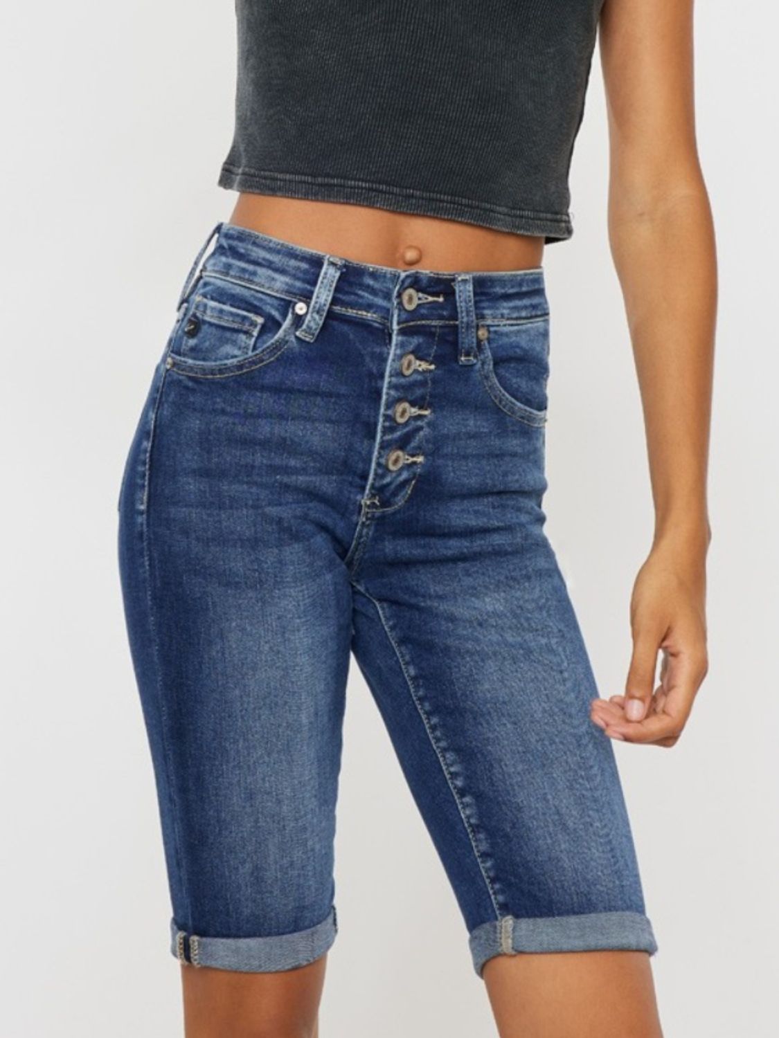 Kancan Full Size Cat's Whiskers Button Fly Denim Shorts - AllIn Computer