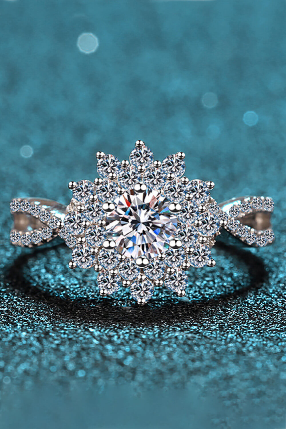 Moissanite Flower-Shape Split Shank Ring - AllIn Computer